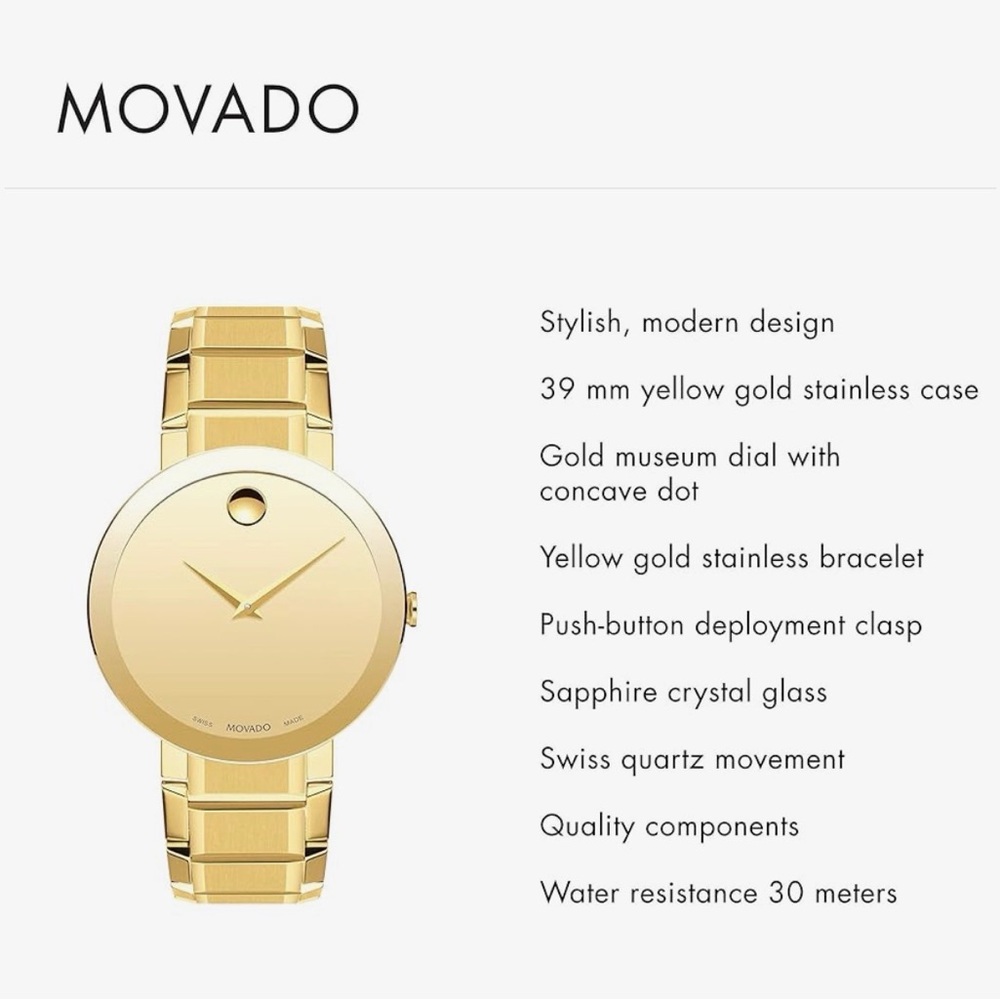 Movado
Men's Swiss Sapphire Gold-Tone PVD Stainless Steel Bracelet Watch 39mm - Picture 4 of 16